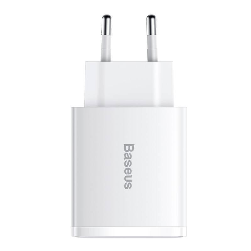 Nabíječka do sítě Baseus 2x USB-A, 1x USB-C, 30W bílá