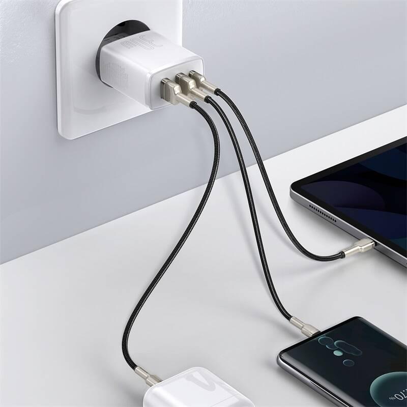 Nabíječka do sítě Baseus 2x USB-A, 1x USB-C, 30W bílá