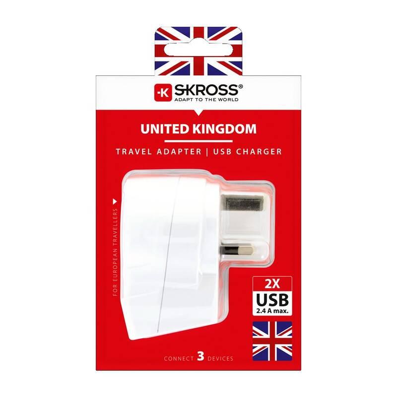 Cestovní adaptér SKROSS UK USB pro použití ve Velké Británii, vč. 2x USB 2400mA, Cestovní, adaptér, SKROSS, UK, USB, pro, použití, ve, Velké, Británii, vč., 2x, USB, 2400mA