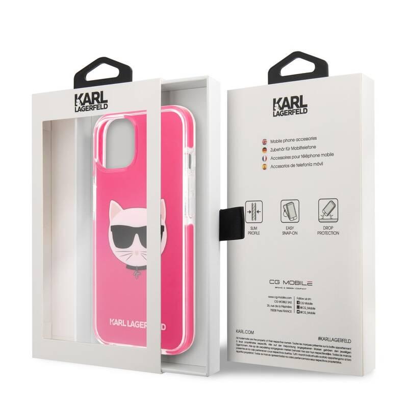 Kryt na mobil Karl Lagerfeld Choupette Head na Apple iPhone 13 růžový