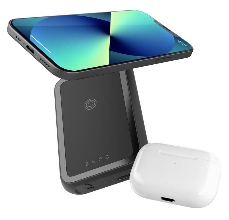 Powerbank ZENS Magnetic Dual 4000 mAh, se stojánkem černá