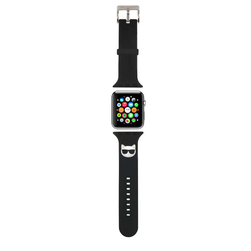 Řemínek Karl Lagerfeld Choupette Head na Apple Watch 38 40 41mm černý