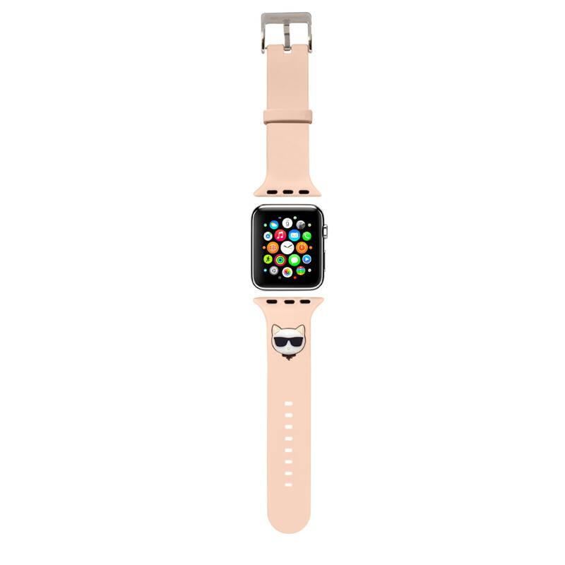 Řemínek Karl Lagerfeld Choupette Head na Apple Watch 38 40 41mm růžový