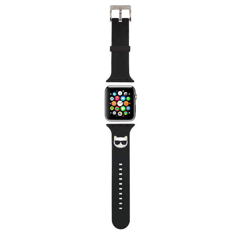 Řemínek Karl Lagerfeld Choupette Head na Apple Watch 42 44 45mm černý