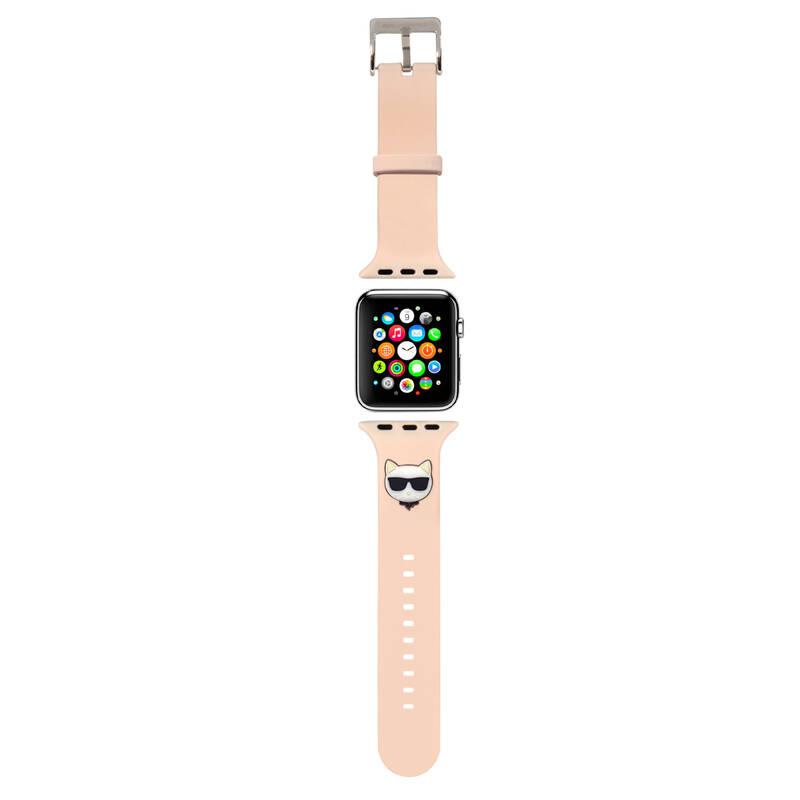 Řemínek Karl Lagerfeld Choupette Head na Apple Watch 42 44 45mm růžový