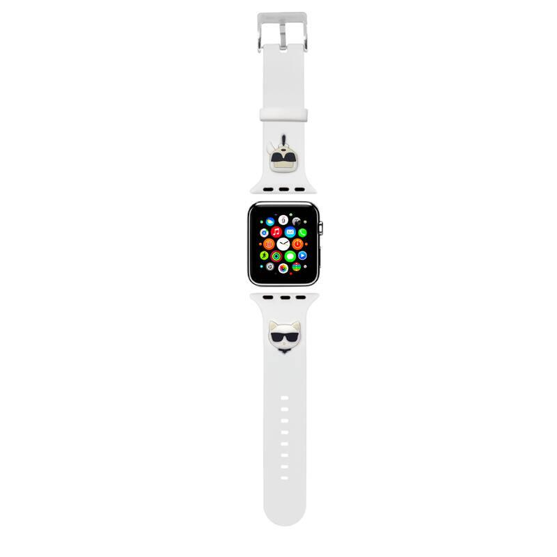 Řemínek Karl Lagerfeld Karl and Choupette na Apple Watch 38 40 41mm bílý