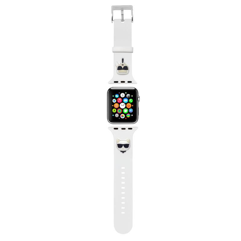 Řemínek Karl Lagerfeld Karl and Choupette na Apple Watch 42 44 45mm bílý