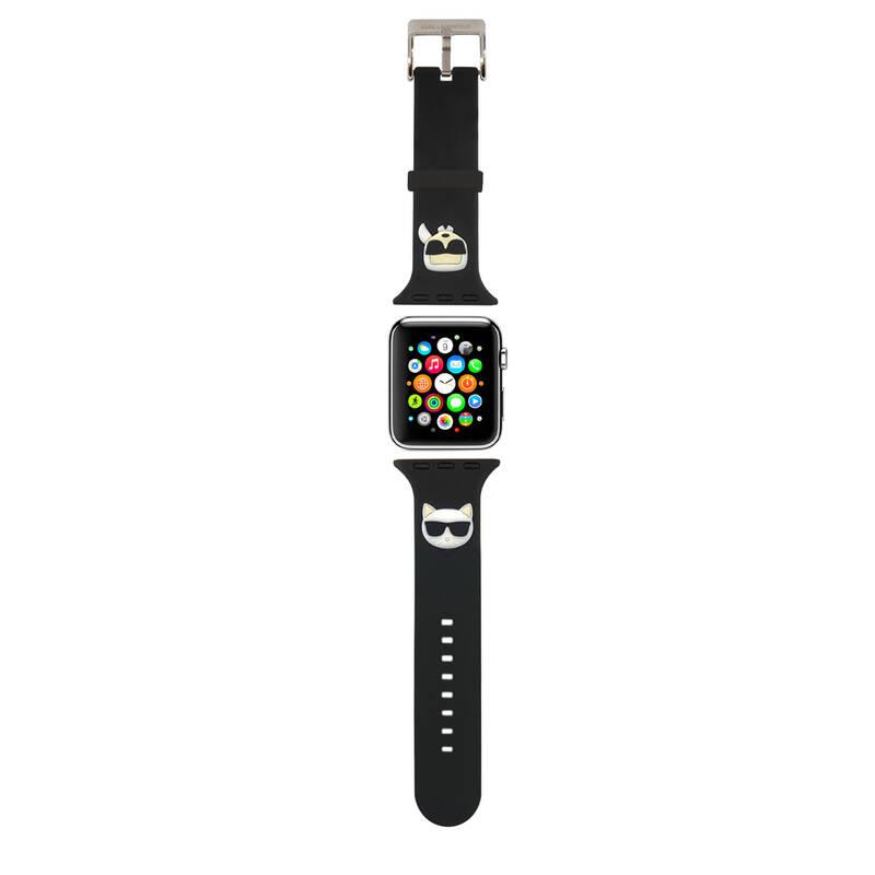 Řemínek Karl Lagerfeld Karl and Choupette na Apple Watch 42 44 45mm černý