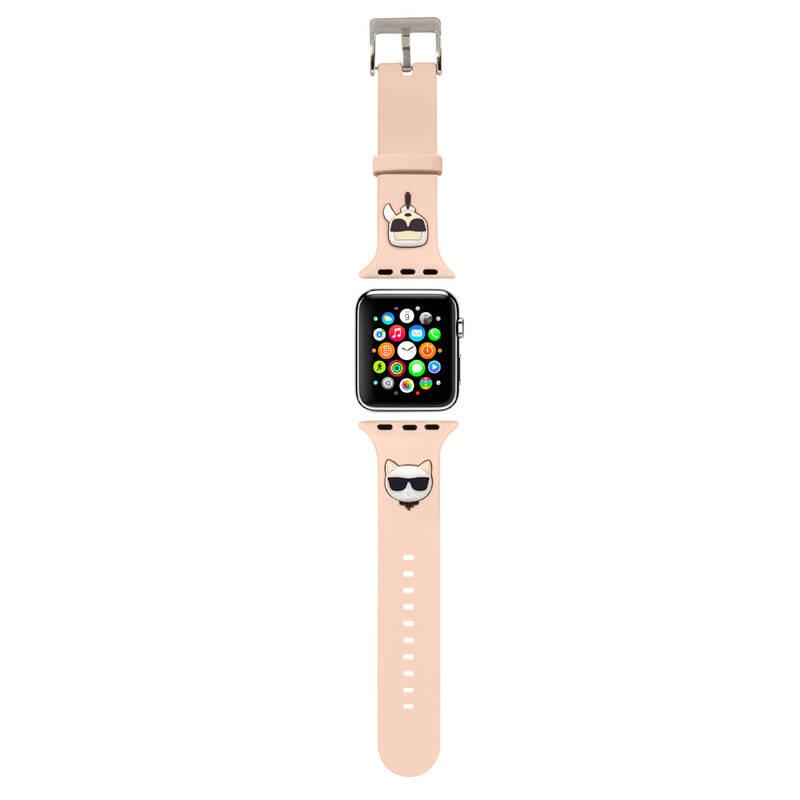 Řemínek Karl Lagerfeld Karl and Choupette na Apple Watch 42 44 45mm růžový