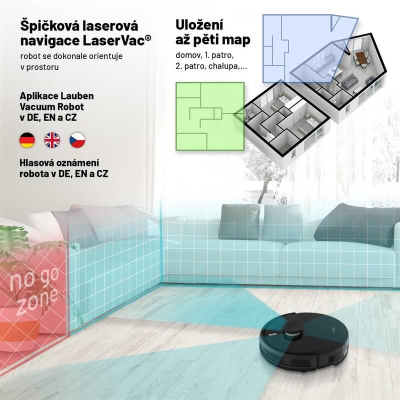 Robotický vysavač Lauben LaserVac® 52BB Pet černý