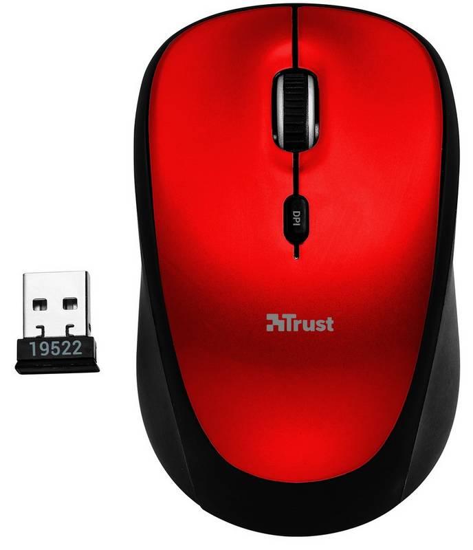 Myš Trust Yvi Wireless červená, Myš, Trust, Yvi, Wireless, červená