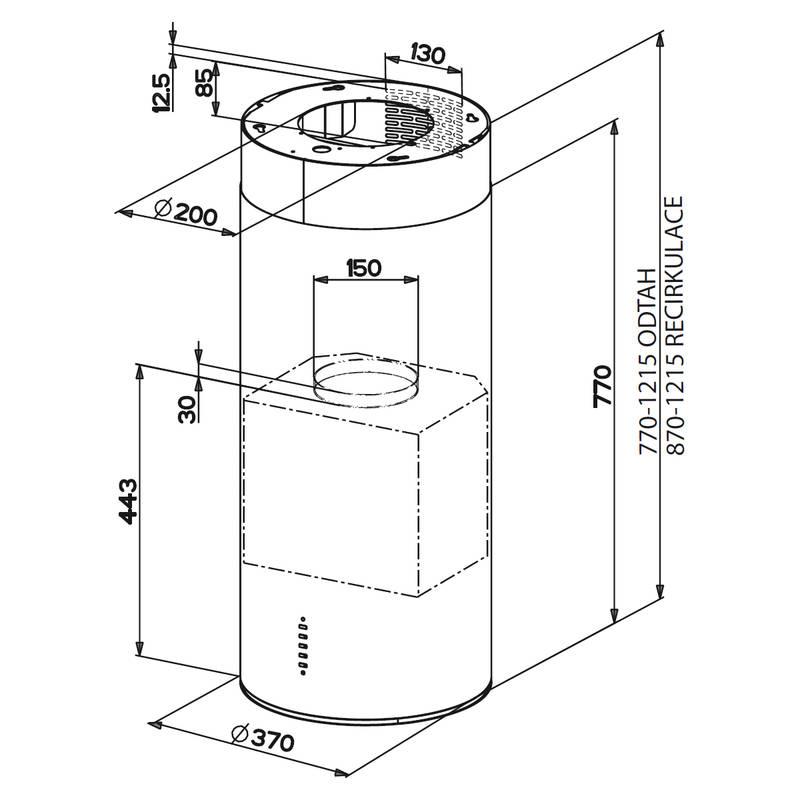 Odsavač par Faber CYLINDRA ISOLA EG8 X A37 nerez