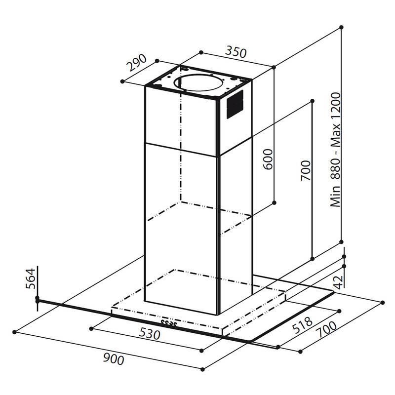 Odsavač par Faber GLASSY ISOLA SP EV8 X V A90 nerez sklo