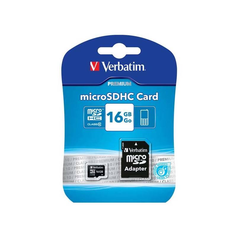 Paměťová karta Verbatim micro SDHC 16GB Class 10 adapter