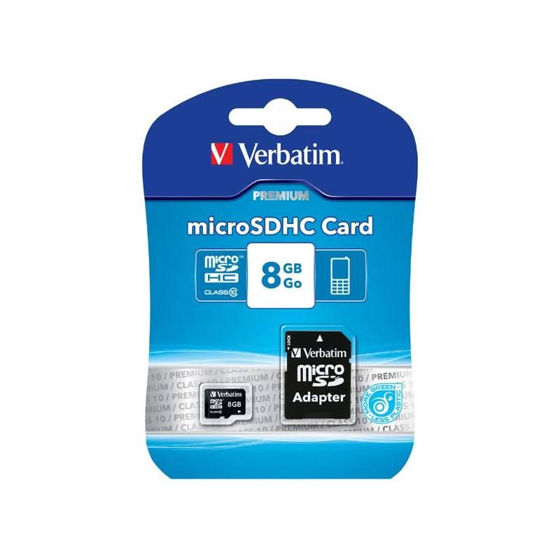Paměťová karta Verbatim micro SDHC 8GB Class 10 adaptér