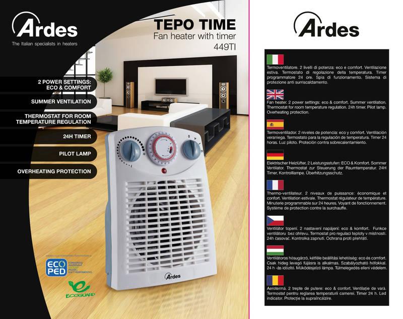 Teplovzdušný ventilátor Ardes 449TI bílý, Teplovzdušný, ventilátor, Ardes, 449TI, bílý