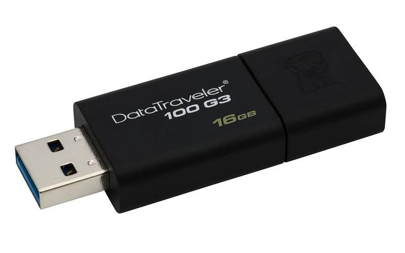 USB Flash Kingston DataTraveler 100 G3 16GB černý, USB, Flash, Kingston, DataTraveler, 100, G3, 16GB, černý
