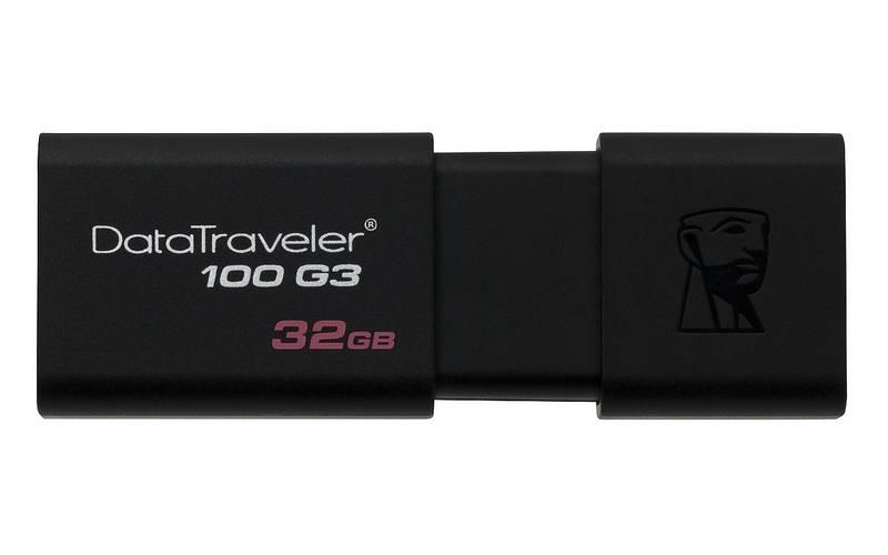 USB Flash Kingston DataTraveler 100 G3 32GB černý, USB, Flash, Kingston, DataTraveler, 100, G3, 32GB, černý
