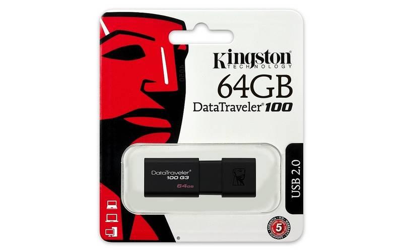 USB Flash Kingston DataTraveler 100 G3 64GB černý