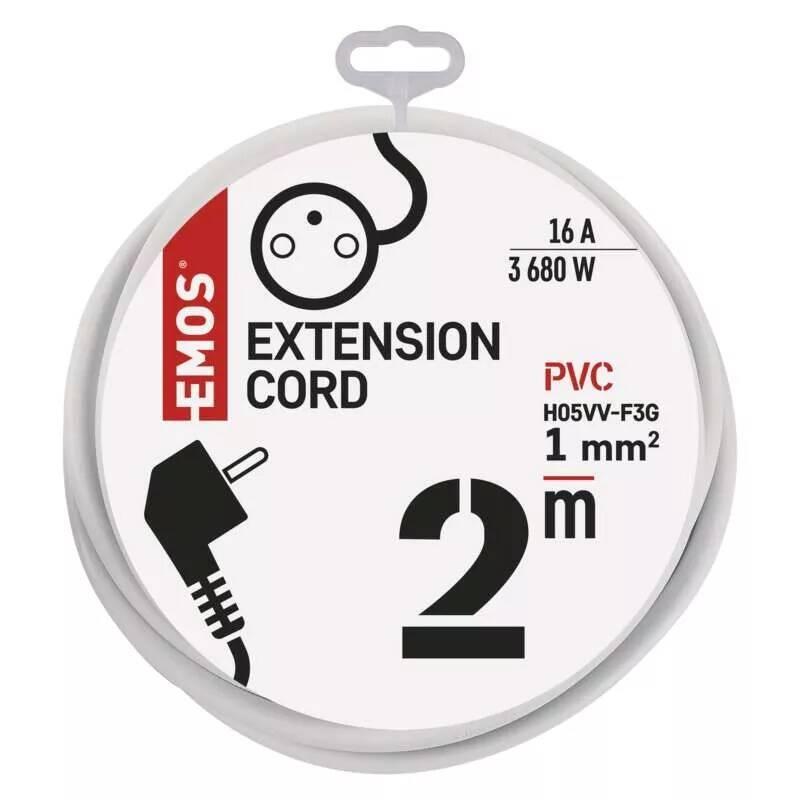 Kabel prodlužovací EMOS 1x zásuvka, 2m bílá