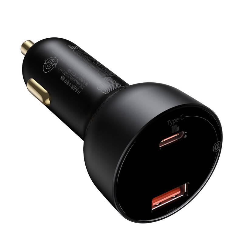 Adaptér do auta Baseus Supreme PPS 1x USB, 1x USB-C 95W USB-C kabel 100W 1m černý