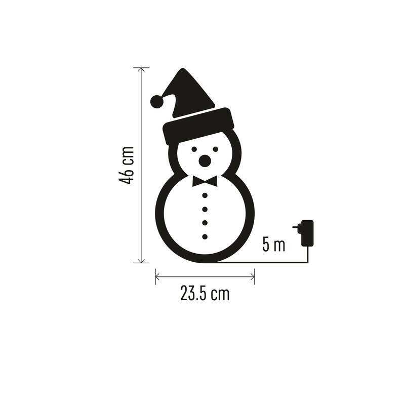 LED dekorace EMOS 40 LED vánoční sněhulák s čepicí a šálou, 46 cm, venkovní i vnitřní, studená bílá