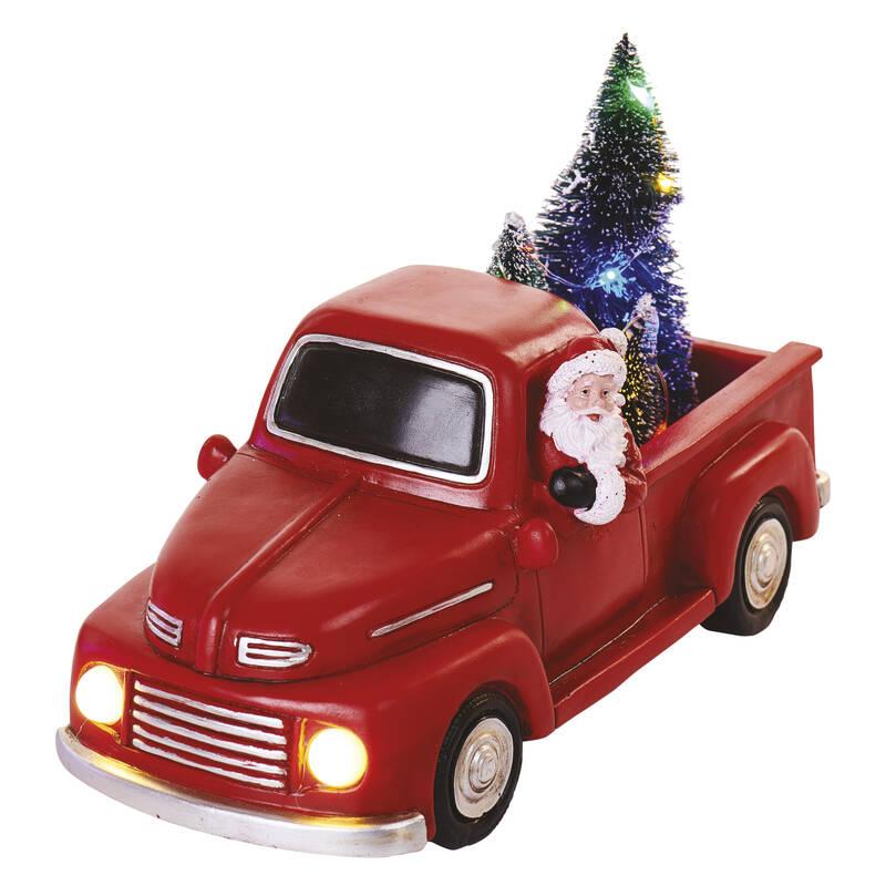 LED dekorace EMOS Santa v autě s vánočními stromky, 10 cm, 3x AA, vnitřní, multicolor