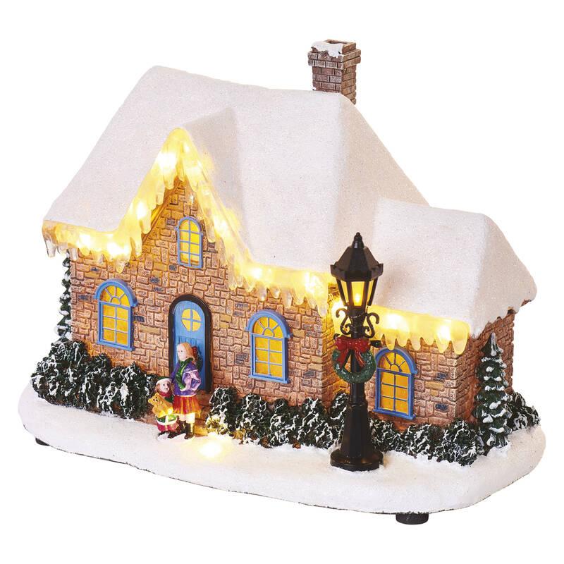 LED dekorace EMOS vánoční domek, 20,5 cm, 3x AA, vnitřní, teplá bílá
