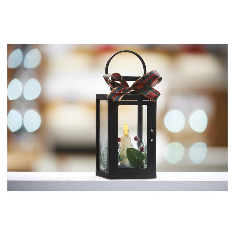 LED dekorace EMOS vánoční lucerna se svíčkou černá, 20 cm, 3x AAA, vnitřní, vintage