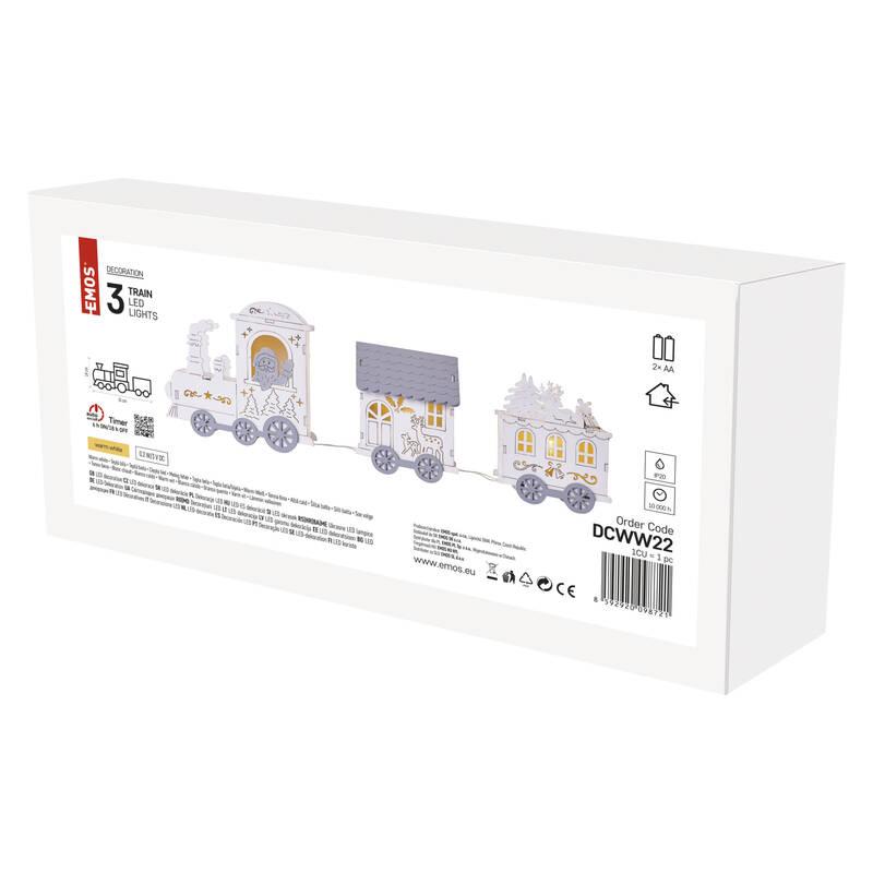 LED dekorace EMOS vláček, 2x AA, 14 cm, vnitřní, teplá bílá, časovač