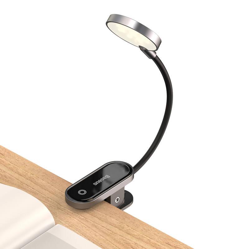 LED světlo Baseus na čtení s klipem šedé
