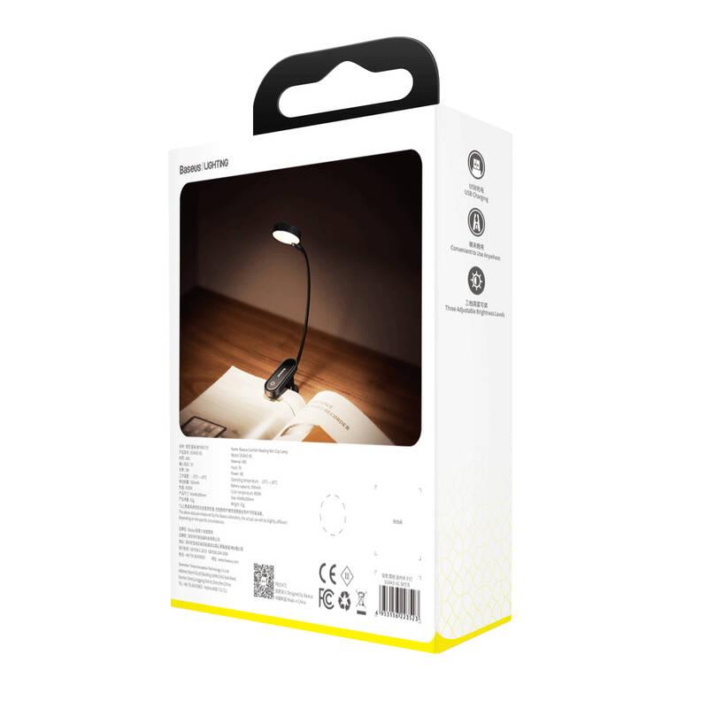 LED světlo Baseus na čtení s klipem šedé, LED, světlo, Baseus, na, čtení, s, klipem, šedé