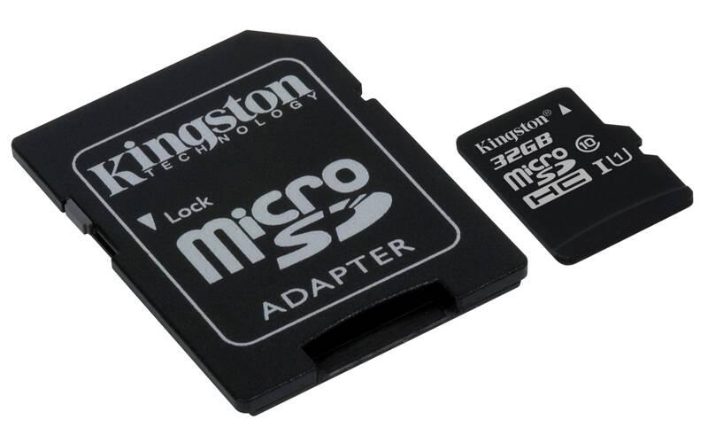 Paměťová karta Kingston MicroSDHC 32GB UHS-I U1 adapter