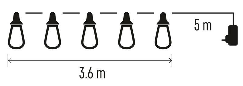 Párty osvětlení EMOS 16 LED řetěz - 16x párty žárovky čiré, 3,6 m, venkovní i vnitřní, studená bílá