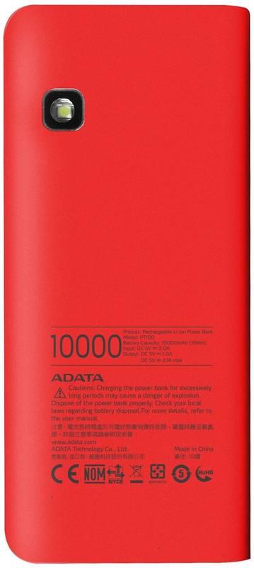 Powerbank ADATA PT100 10000mAh červená oranžová