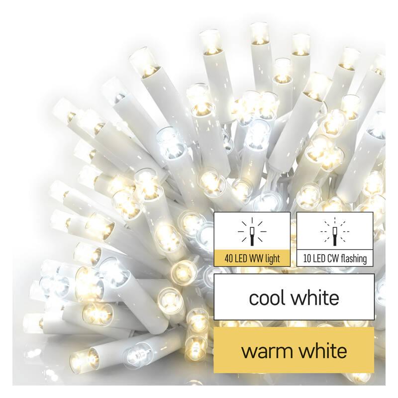 Spojovací řetěz EMOS 50 LED Profi blikající bílý - rampouchy, 3 m, venkovní, teplá studená bílá