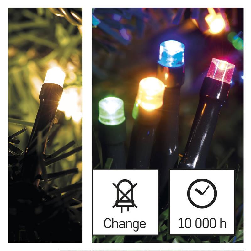 Vánoční osvětlení EMOS 100 LED řetěz 2v1, 10 m, venkovní i vnitřní, teplá bílá multicolor, programy