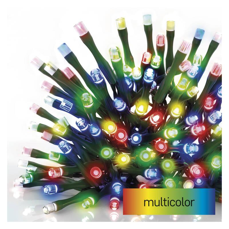Vánoční osvětlení EMOS 120 LED řetěz, 12 m, venkovní i vnitřní, multicolor, časovač