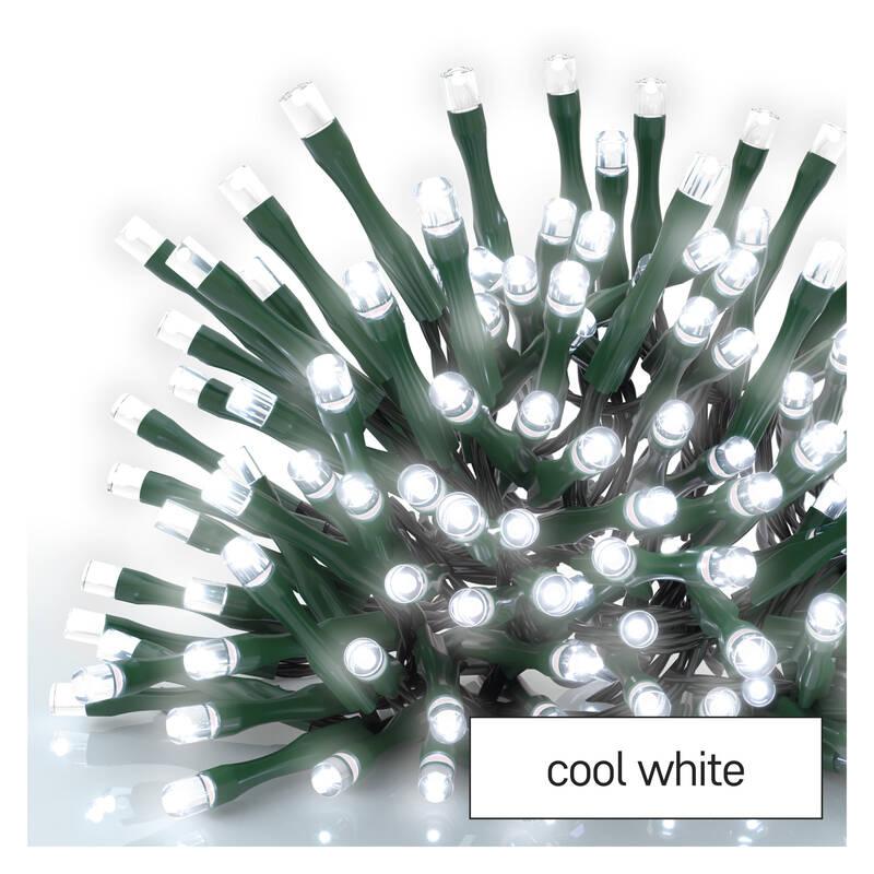 Vánoční osvětlení EMOS 120 LED řetěz, 12 m, venkovní i vnitřní, studená bílá, časovač