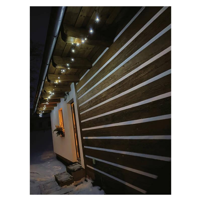 Vánoční osvětlení EMOS 120 LED řetěz, 12 m, venkovní i vnitřní, studená bílá, časovač