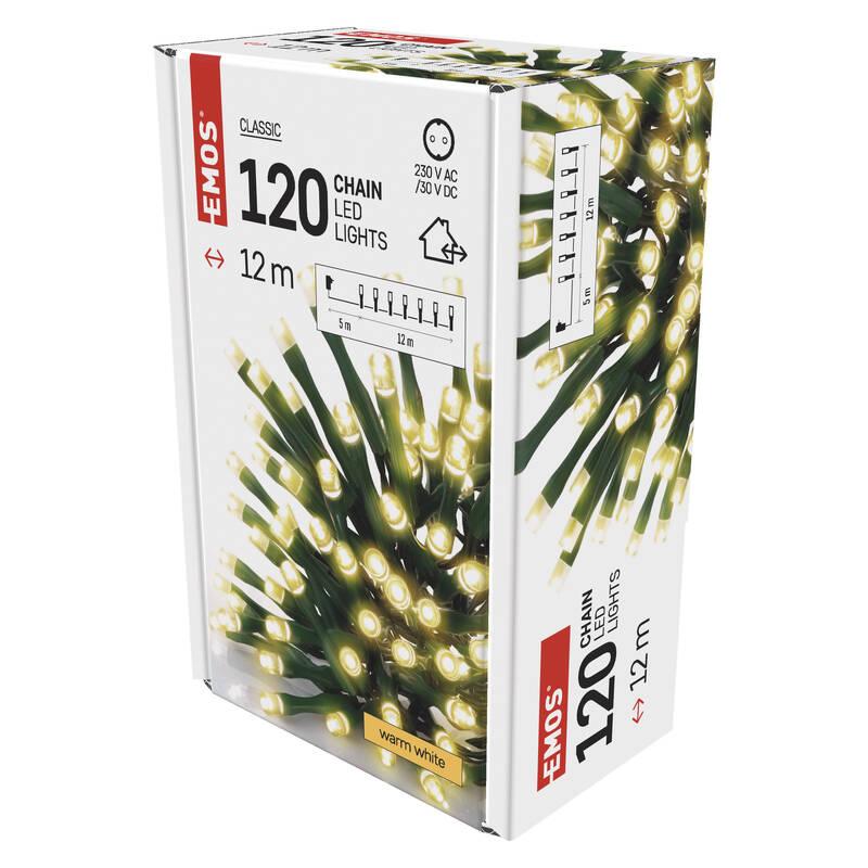 Vánoční osvětlení EMOS 120 LED řetěz, 12 m, venkovní i vnitřní, teplá bílá, časovač, Vánoční, osvětlení, EMOS, 120, LED, řetěz, 12, m, venkovní, i, vnitřní, teplá, bílá, časovač