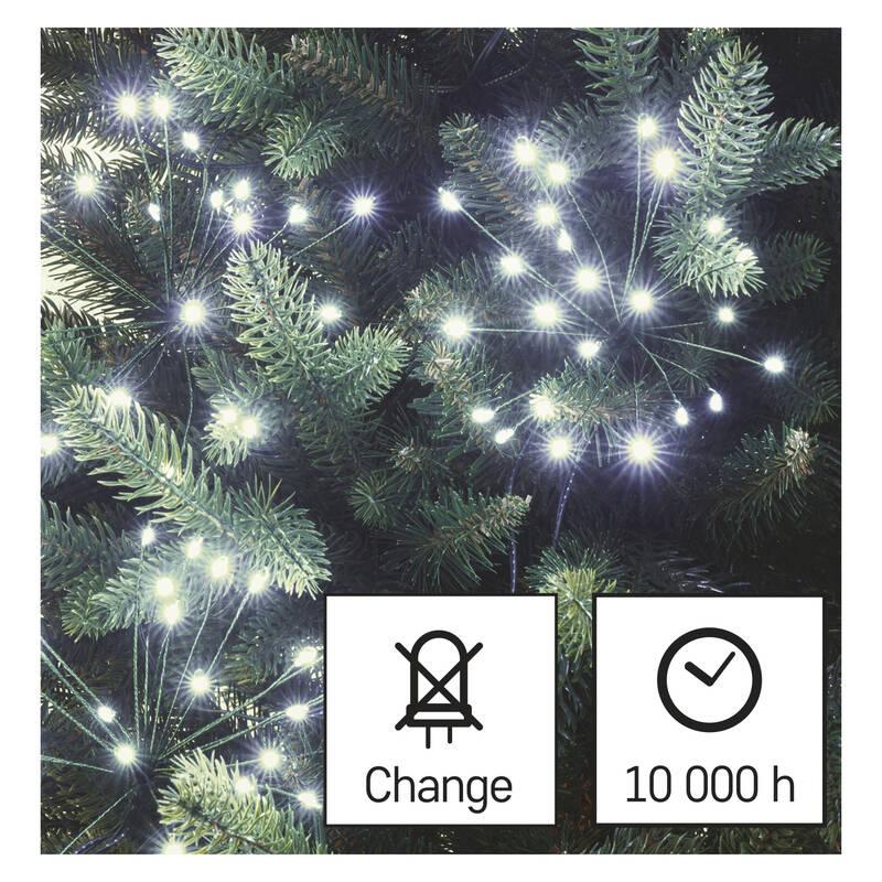 Vánoční osvětlení EMOS 300 LED řetěz - svítící trsy, nano, 5,2 m, vnitřní, studená bílá, časovač