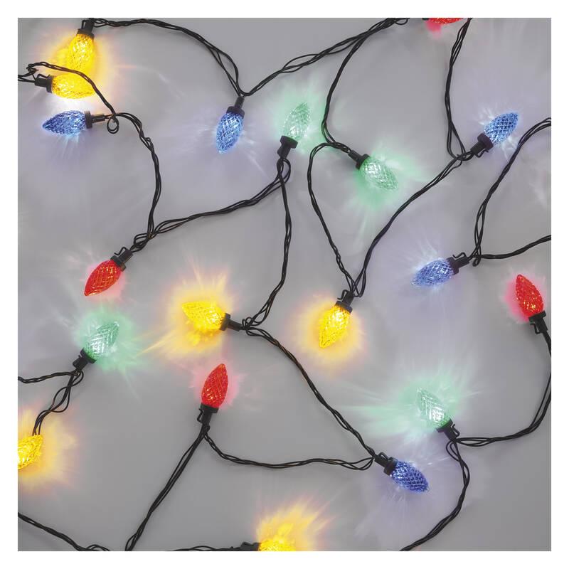 Vánoční osvětlení EMOS 50 LED řetěz, barevné žárovky, 9,8 m, multicolor, multifunkce