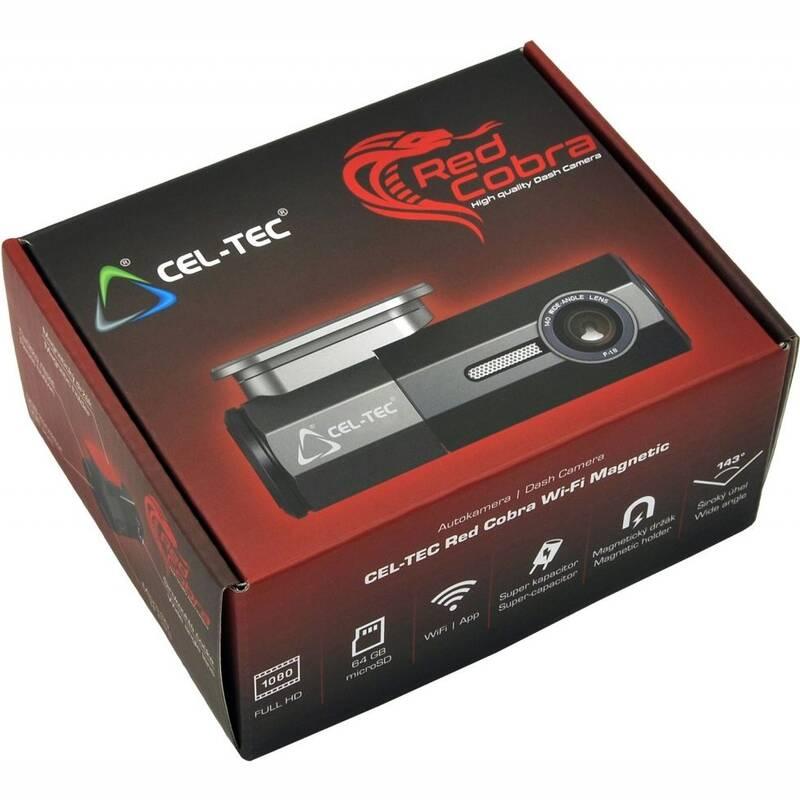 Autokamera CEL-TEC Red Cobra Wi-Fi Magnetic černá šedá, Autokamera, CEL-TEC, Red, Cobra, Wi-Fi, Magnetic, černá, šedá