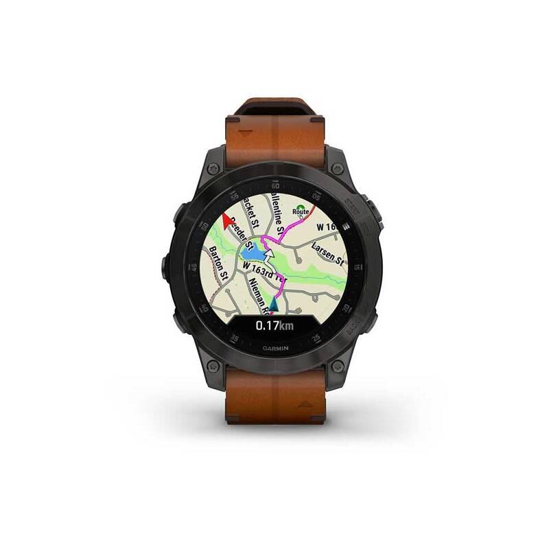 GPS hodinky Garmin epix PRO Sapphire Style - Titan Black Brown Leather Band