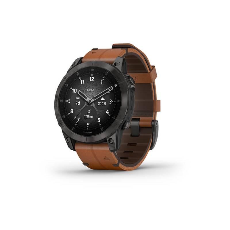 GPS hodinky Garmin epix PRO Sapphire Style - Titan Black Brown Leather Band, GPS, hodinky, Garmin, epix, PRO, Sapphire, Style, Titan, Black, Brown, Leather, Band
