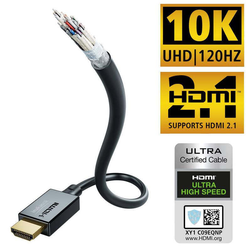 Kabel InAkustik Star II, HDMI 2.1 Ultra High Speed, délka 1m černý