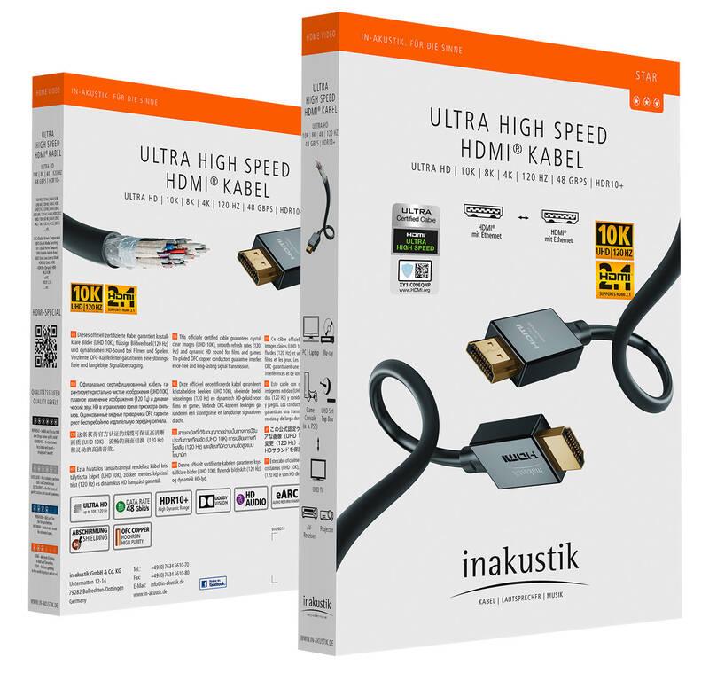 Kabel InAkustik Star II, HDMI 2.1 Ultra High Speed, délka 2m černý, Kabel, InAkustik, Star, II, HDMI, 2.1, Ultra, High, Speed, délka, 2m, černý