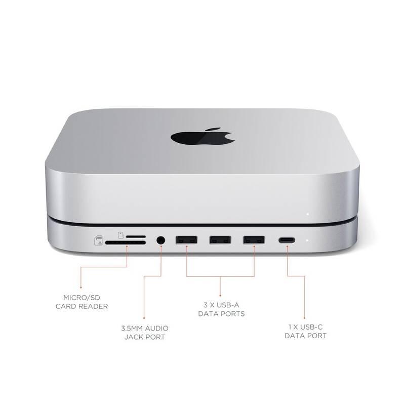 USB Hub Satechi Aluminium Type-C Stand & Hub pro Mac Mini stříbrný