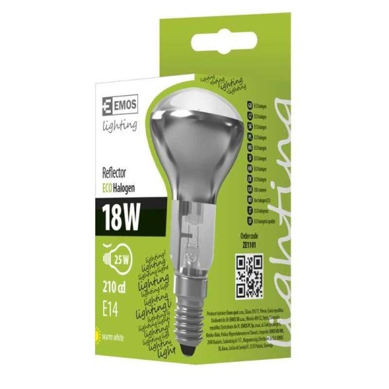 Žárovka halogenová EMOS reflektor, 18W, E14, teplá bílá
